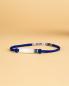 Preview: 1,5 mm dickes blaues Nylonarmband mit silbernem Edelstahlverschluss und Gravurplatte - Casso Blue Silver